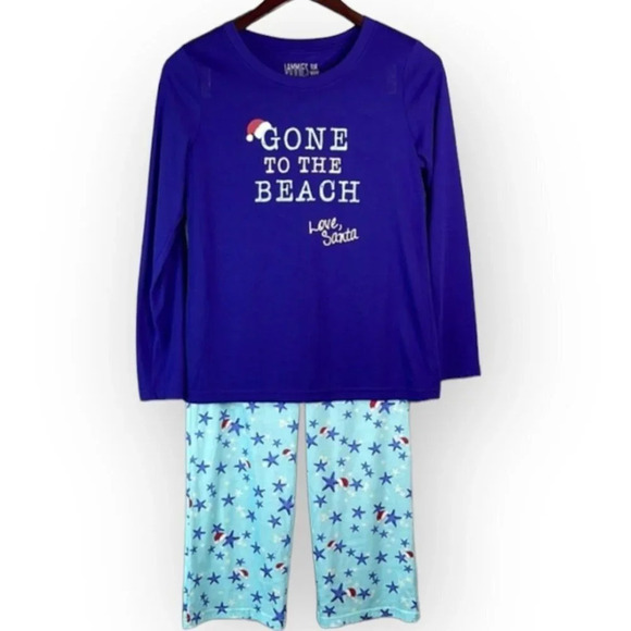JAMMIES FOR YOR FAMILIES Girls Blue Graphic Christmas Holiday Pajama Set Size 16 - Picture 2 of 9